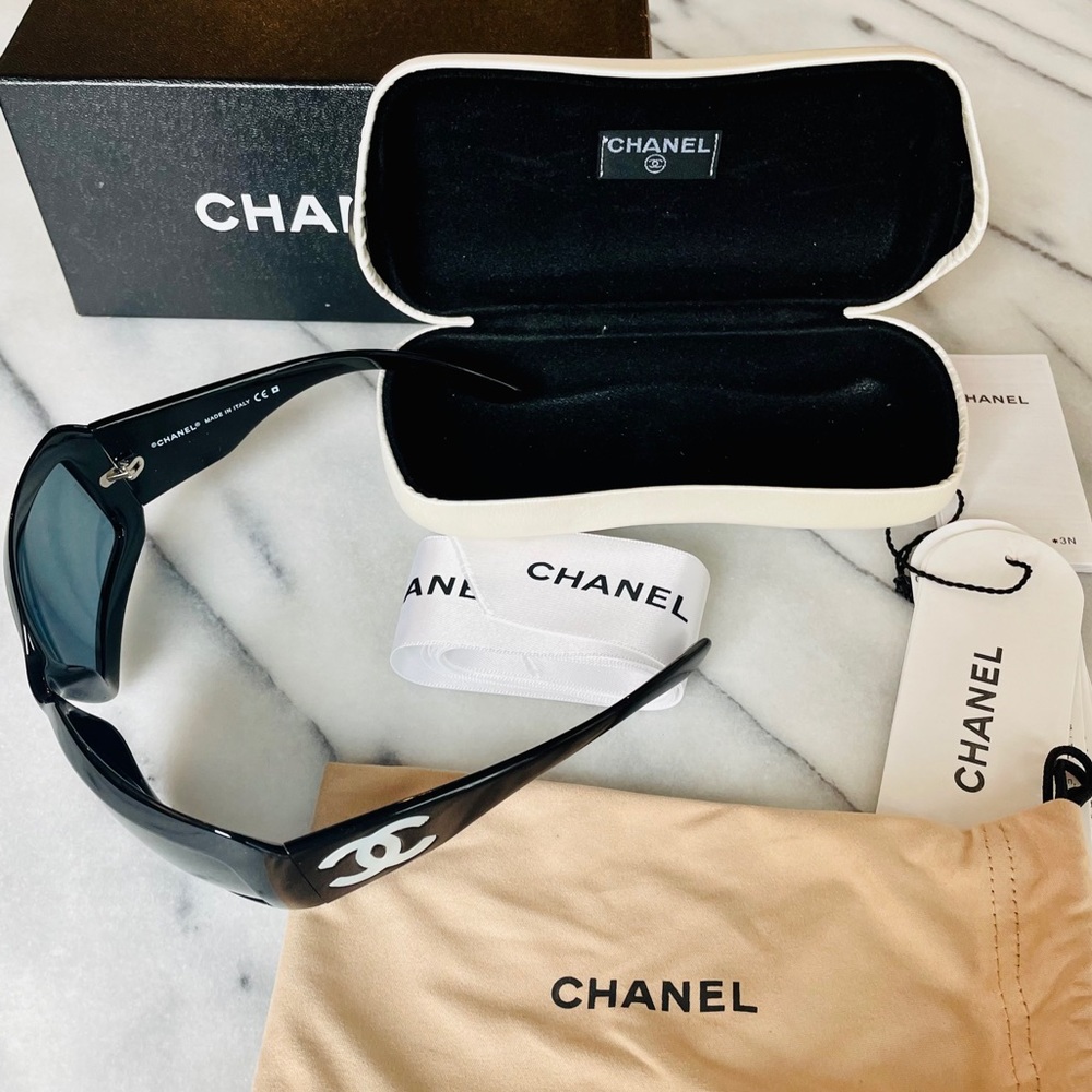 Chanel Sunglasses in Black w/ Mother of Pearl Logo